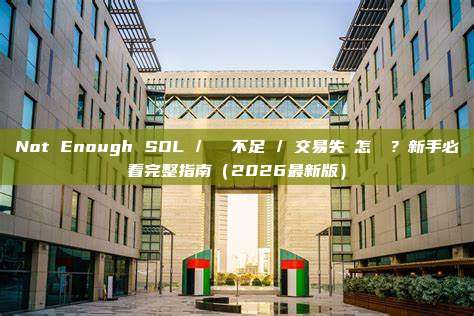 Not Enough SOL / 餘額不足 / 交易失敗怎麼辦？新手必看完整指南（2026最新版）